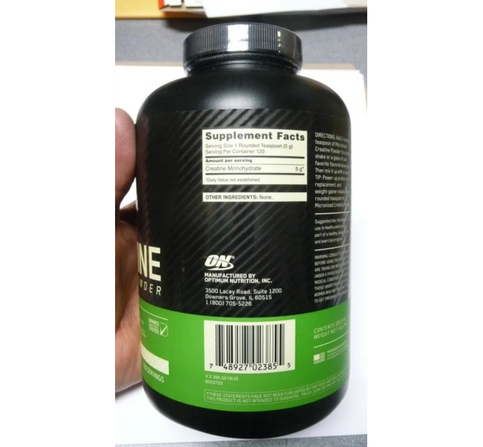 Креатин моногідрат мікронізований Optimum Nutrition Micronized Creatine Powder без смаку (600 гр)