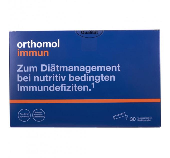 Вітаміни для відновлення та підтримки імунної системи Orthomol Immun (гранули прямої дії зі смаком ментолу та малини на 30 днів)