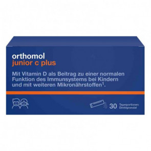 Витаминный комплекс для детей от 4 до 14 лет Orthomol Junior C Plus (гранулы прямого действия со вкусом малины и лайма на 30 дней)