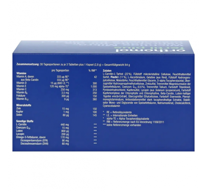Чоловічі вітаміни Orthomol Fertil Plus під час планування вагітності 30 шт