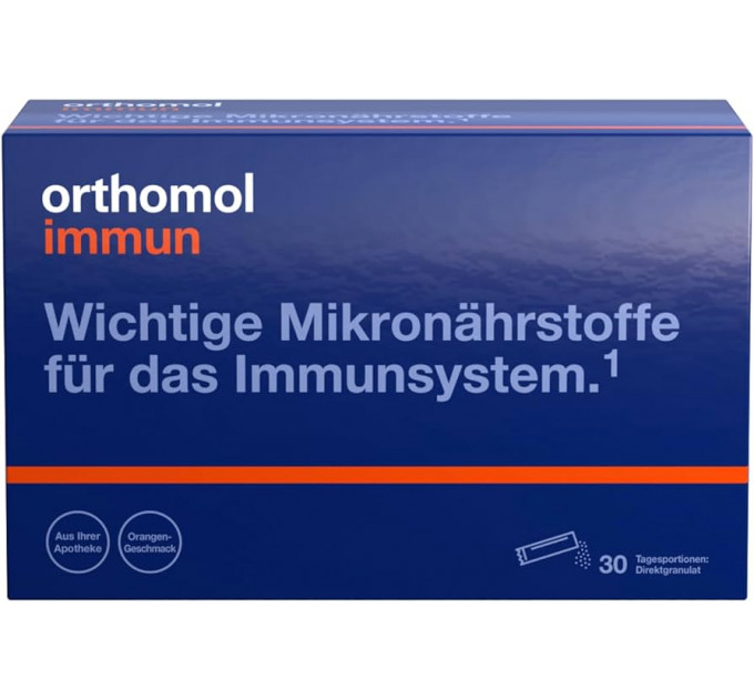 Витамины для восстановления и поддержки иммунной системы Orthomol Immun (гранулы прямого действия со вкусом апельсина на 30 дней)