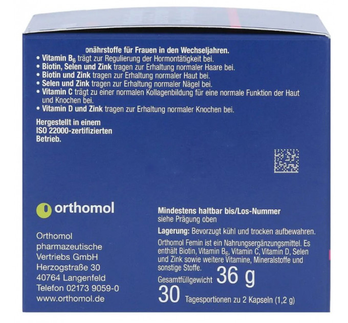 Вітамінний комплекс для жінок у період менопаузи Orthomol Femin (60 капсул на 30 днів)