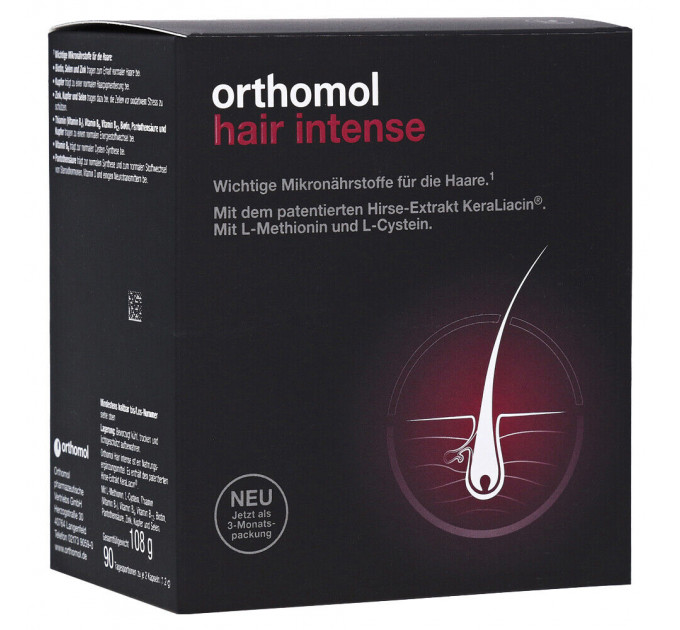 Витаминный комплекс для укрепления и улучшения роста волос Orthomol Hair Intense (180 капсул на 90 дней)