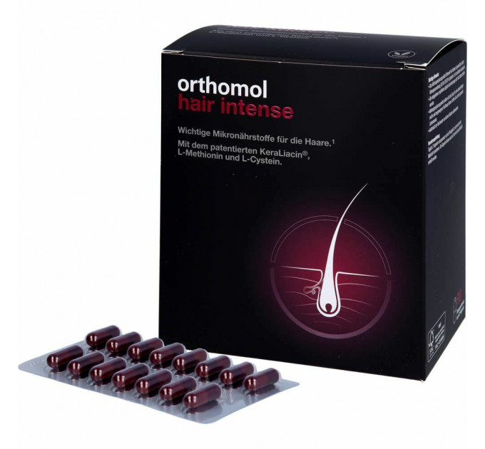 Вітамінний комплекс для зміцнення та покращення росту волосся Orthomol Hair Intense (180 капсул на 90 днів)