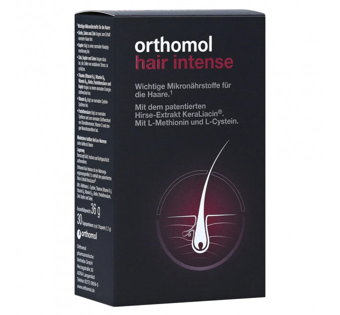 Вітамінний комплекс для зміцнення та покращення росту волосся Orthomol Hair Intense (60 капсул на 30 днів)