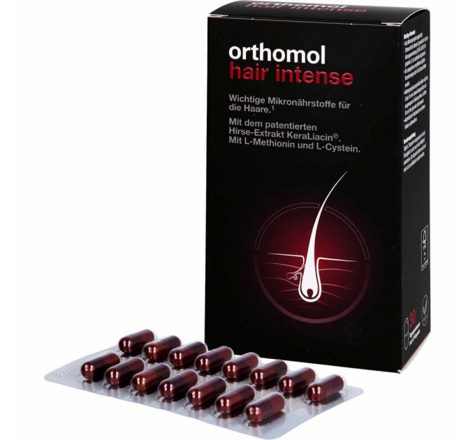 Вітамінний комплекс для зміцнення та покращення росту волосся Orthomol Hair Intense (60 капсул на 30 днів)
