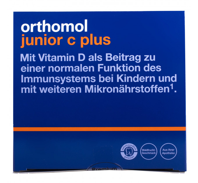 Вітамінний комплекс для дітей від 4 до 14 років Orthomol Junior C Plus (90 жувальних цукерок у вигляді машинок зі смаком мандарину та апельсину на 30 днів)