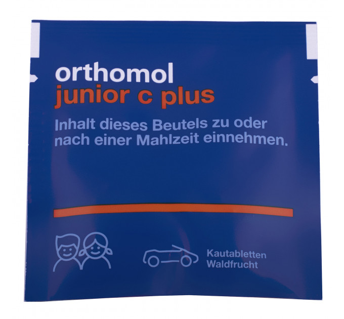 Вітамінний комплекс для дітей від 4 до 14 років Orthomol Junior C Plus (90 жувальних цукерок у вигляді машинок зі смаком мандарину та апельсину на 30 днів)