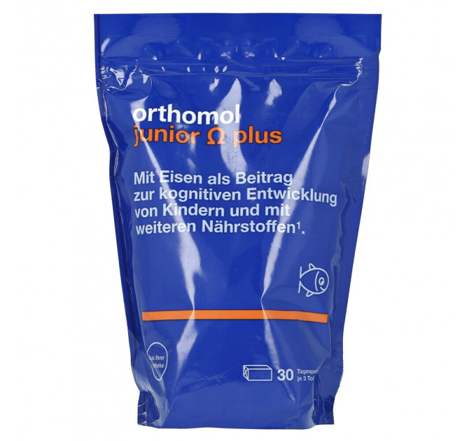 Вітамінний комплекс для дітей від 4 до 14 років Orthomol Junior Omega Plus (90 жувальних цукерок на 30 днів)