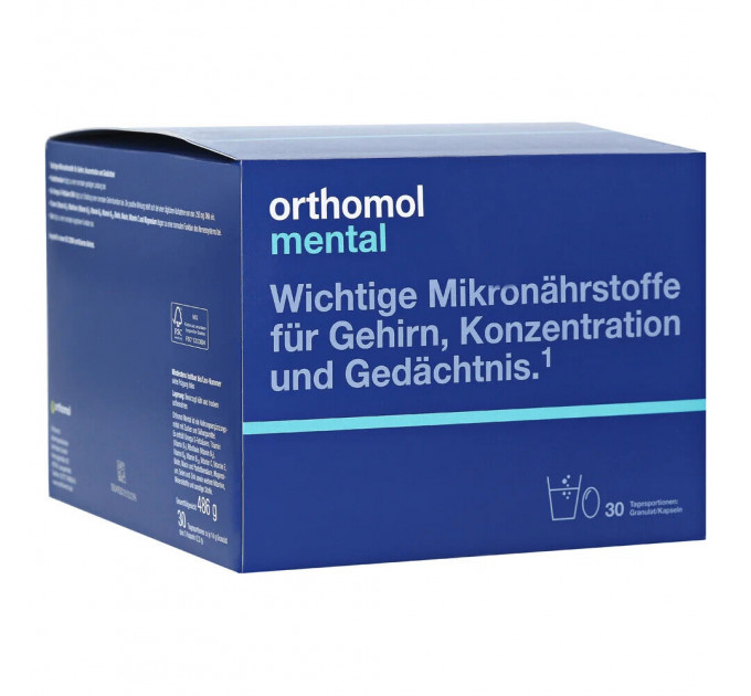 Вітаміни для покращення роботи мозку Orthomol Mental 30 порцій (гранули та капсули)
