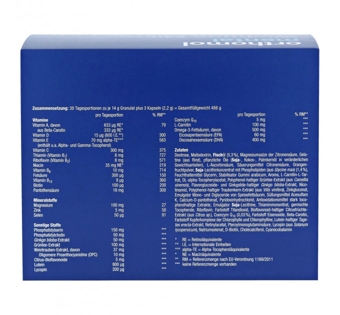 Вітаміни для покращення роботи мозку Orthomol Mental 30 порцій (гранули та капсули)