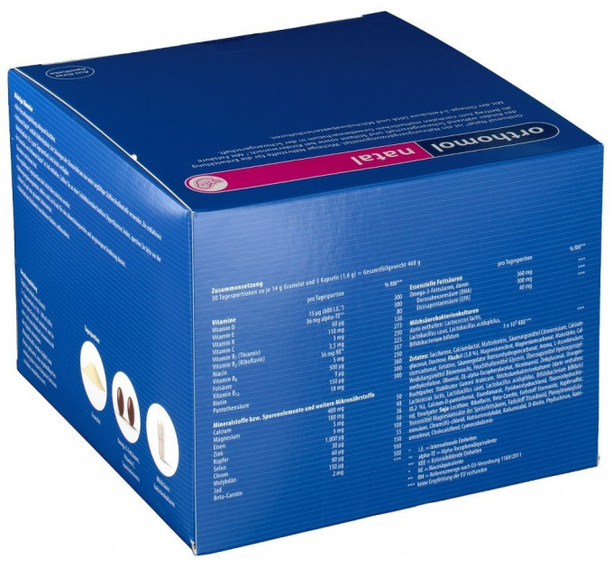 Вітамінно-мінеральний комплекс Orthomol Natal для вагітних та годуючих 30 порцій (гранули та капсули)