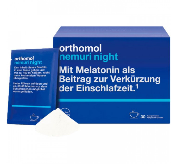 Вітаміни для покращення сну Orthomol Nemuri night у формі розчинного напою (30 пакетиків на 30 днів)