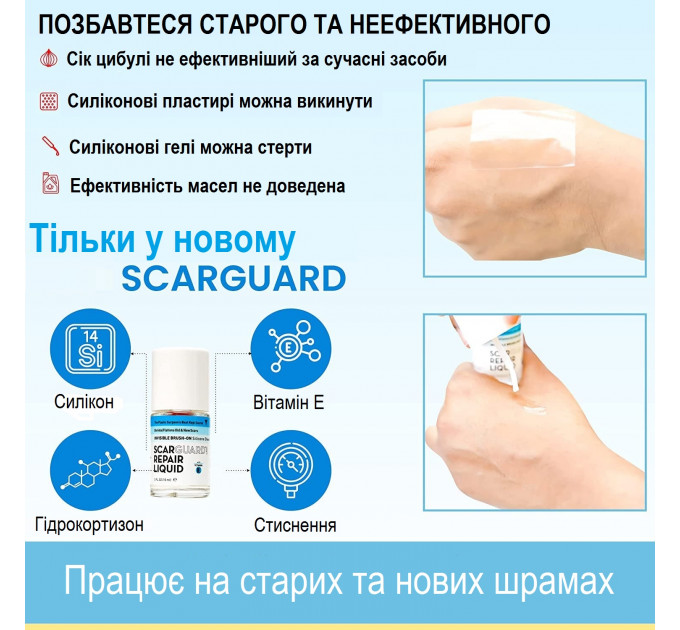 Гель проти рубців і шрамів Scarguard Scar Repair Liquid з вітаміном Е (15 мл)