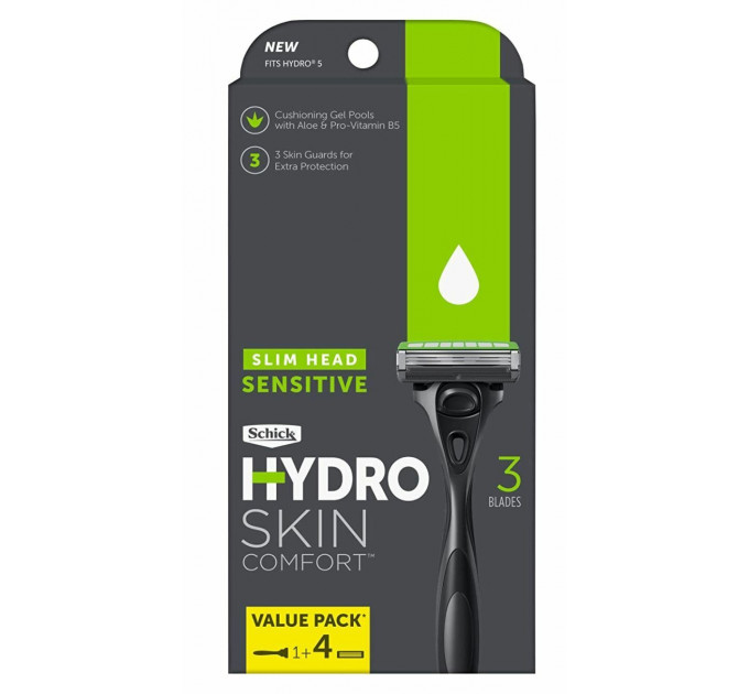 Бритва мужская Schick Hydro Skin Comfort Slim Head Sensitive (1 станок + 4 картриджа)