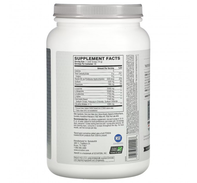 Комплекс амінокислот Scivation XTEND 7g BCAA Mango Madness 90 порцій зі смаком манго (1,26 кг)