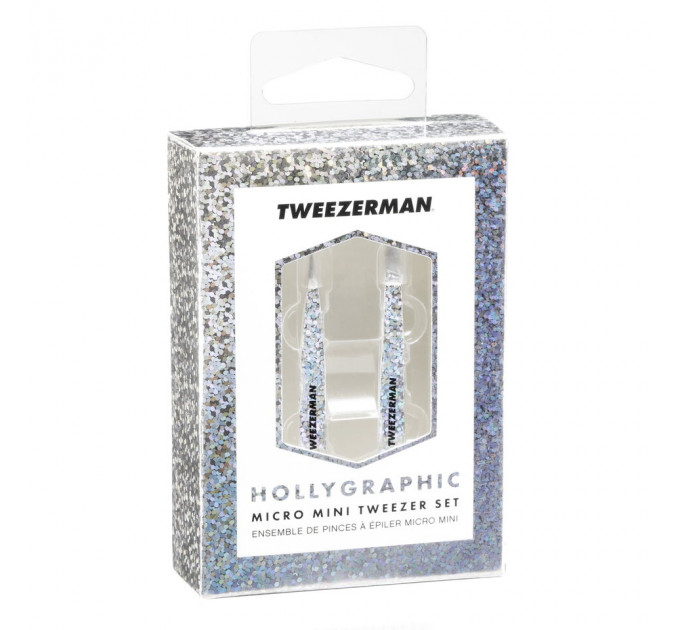 Набор пинцетов для бровей Tweezerman Metallic Collection HOLLYGRAPHIC Mini Tweeze Set (3 предмета)