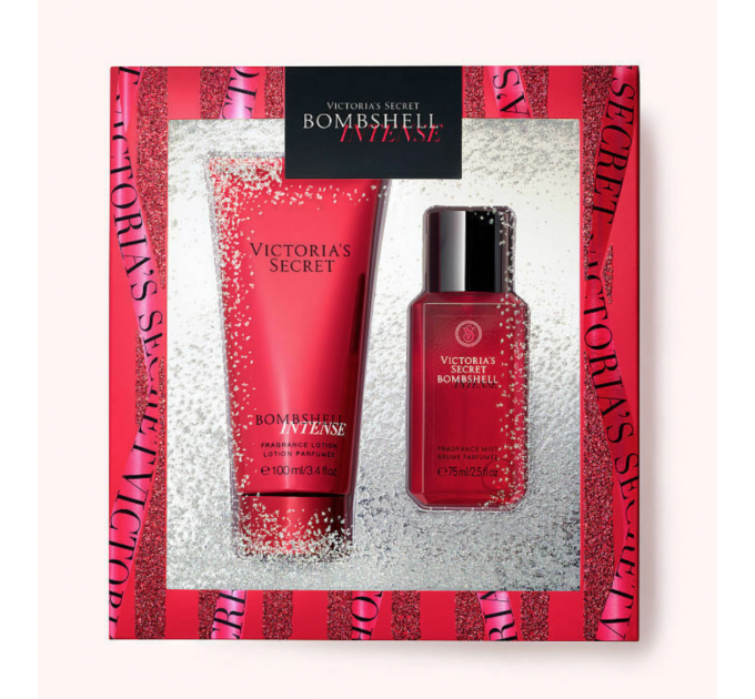 Парфюмированный набор для тела Victoria`s Secret Bombshell Intense travel size ( спрей и лосьон)