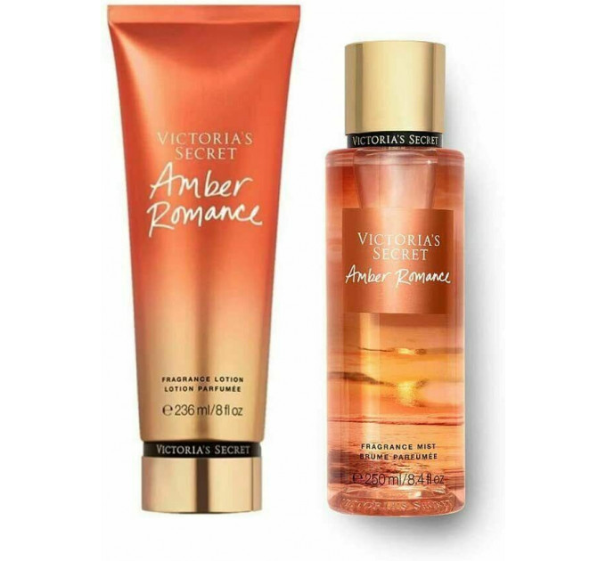 Парфумований набір Victoria's Secret спрей-міст і лосьйон для тіла Amber Romance (250 мл та 236 мл)