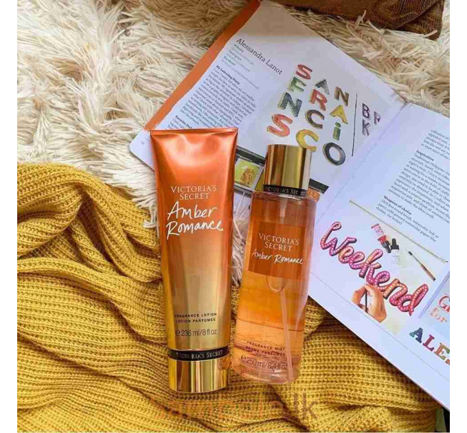 Парфумований набір Victoria's Secret спрей-міст і лосьйон для тіла Amber Romance (250 мл та 236 мл)
