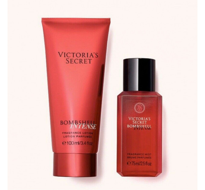 Парфюмированный набор для тела Victoria`s Secret Bombshell Intense travel size ( спрей и лосьон)
