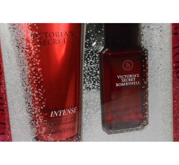 Парфюмированный набор для тела Victoria`s Secret Bombshell Intense travel size ( спрей и лосьон)