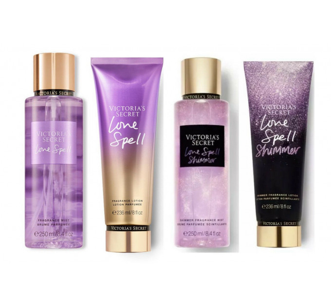 Парфумований набір Victoria's Secret із двох спреїв та двох лосьйонів для тіла Love Spell (250 мл та 236 мл)