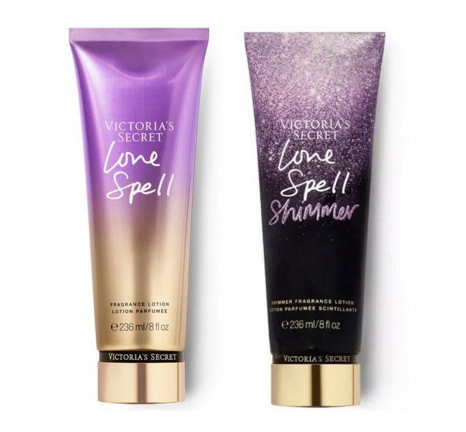 Парфумований набір Victoria's Secret два лосьйони для тіла Love Spell з шиммером і без (2х236 мл)