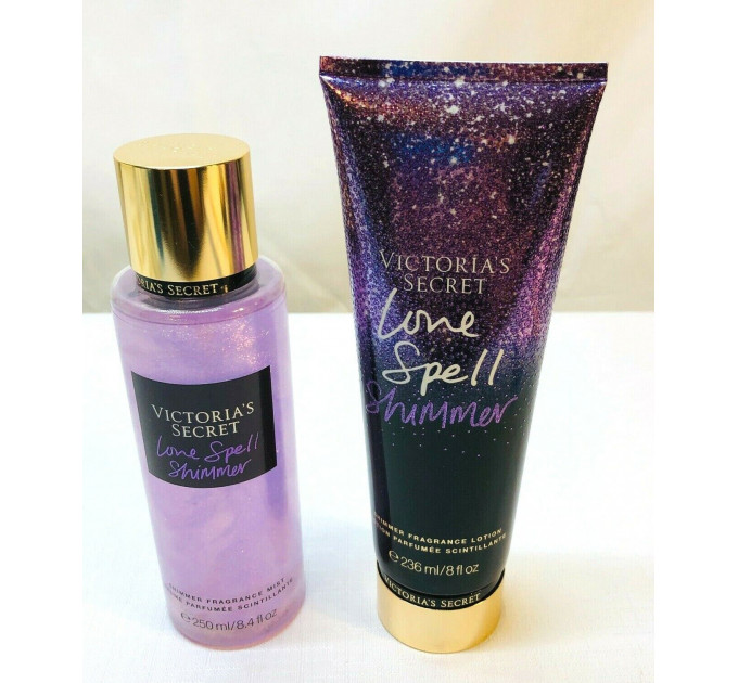 Набор парфюмированный Victoria`s Secret Love Spell Shimmer Fragrance Mist and Lotion спрей и лосьон для тела (2 предмета)