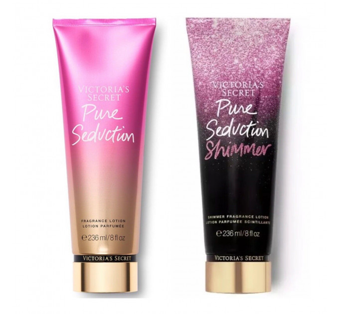 Парфюмированный набор Victoria's Secret из двух лосьонов для тела Pure Seduction с шиммером и без (2х236 мл)