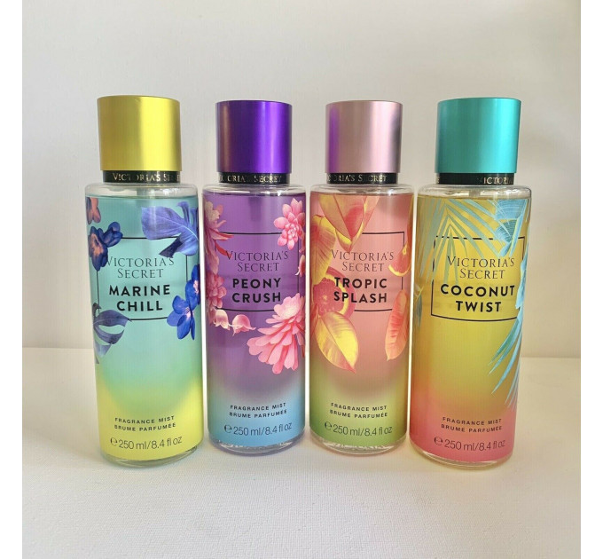 Набір парфумованих спреїв для тіла Victoria`s Secret Marine Chill Peony Crush Tropic Splash Coconut Twist (4х250 мл)