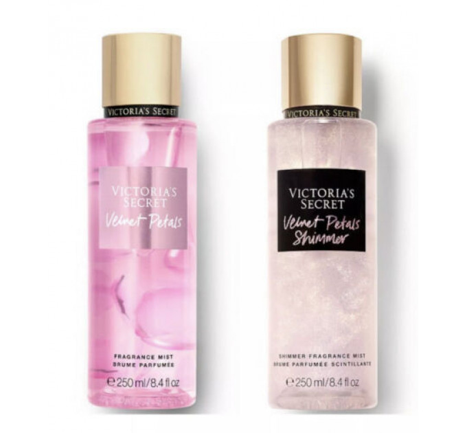 Парфумований набір із двох містів для тіла Victoria's Secret Velvet Petals із шиммером та без (2х250 мл)