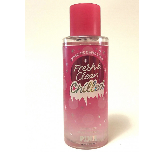 Новорічний парфумований спрей для тіла Victoria's Secret Fresh & Clean Chilled Mist PINK 250 мл