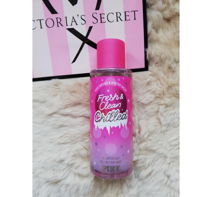 Новогодний парфюмированный спрей для тела Victoria's Secret Fresh & Clean Chilled Mist PINK 250 мл