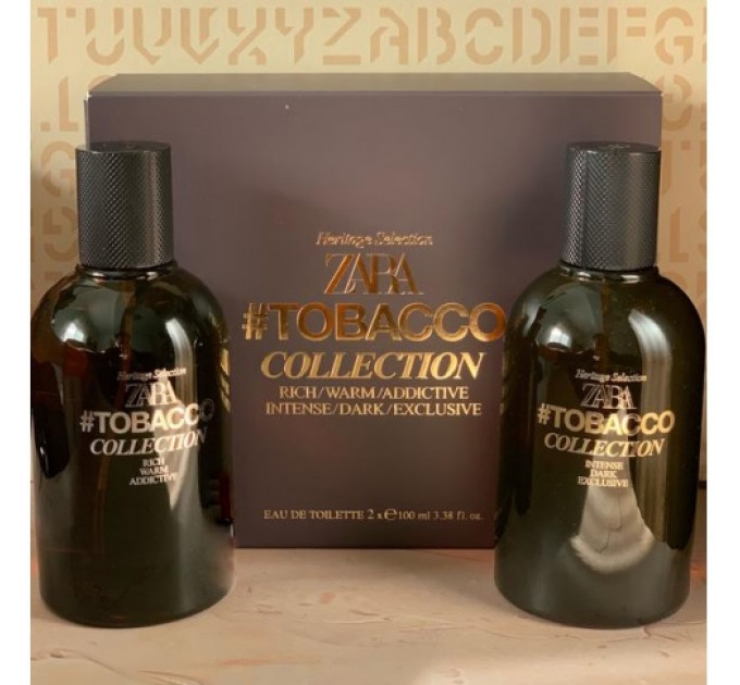 Подарунковий набір туалетної води для чоловіків Zara Tobacco Collection Rich Warm Addictive та Intense Dark Exclusive (2х100 мл)