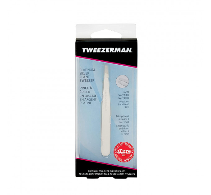 Пінцет для брів Tweezerman Platinum Silver Slant Tweezer (9 см)