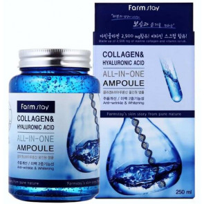 Ампульная сыворотка с коллагеном и гиалуроновой кислотой Farmstay Collagen&Hyaluronic Acid All-In One Ampoule 250 мл (8809469770002)