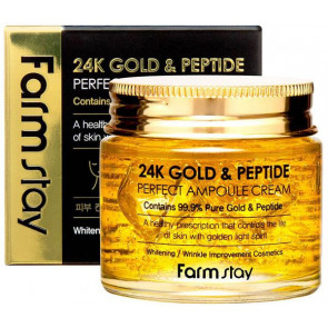 Антивозрастной крем для лица с частичками золота и пептидами Farmstay 24K Gold & Peptide Perfect Ampoule Cream 80 мл (8809469776189)