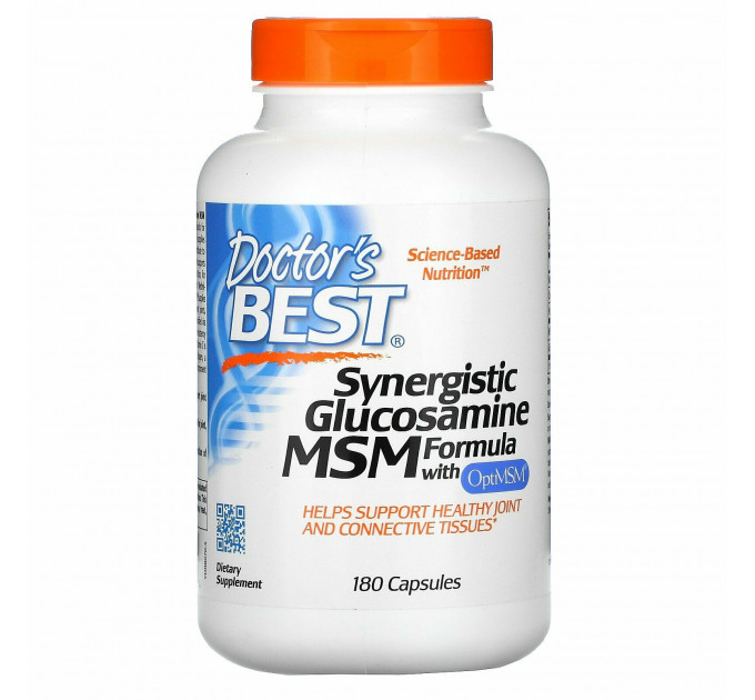 Пищевая добавка Doctor's Best Synergistic Glucosamine MSM Formula with OptiMSM синергетическая формула глюкозамина и МСМ с OptiMSM  (180 капс)