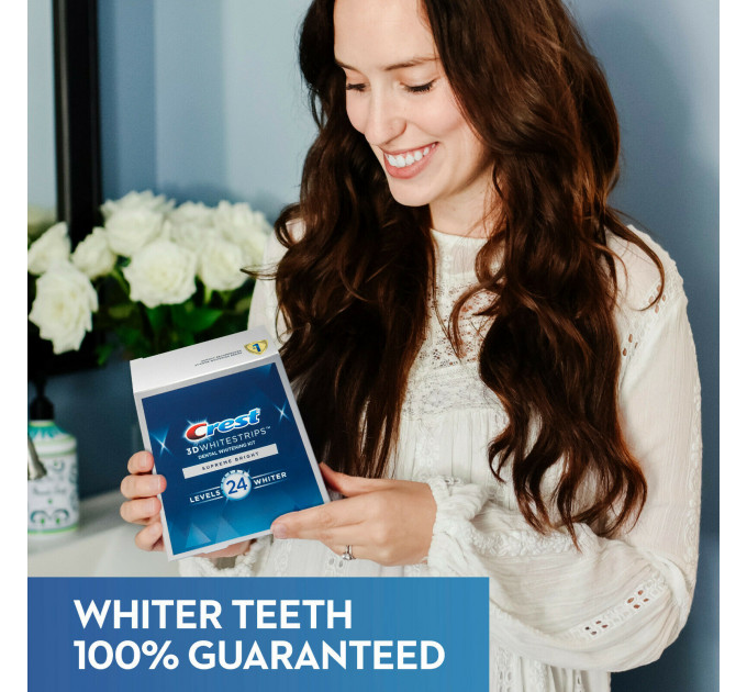 Набор для отбеливания зубов Crest 3D WhiteStrips Supreme Bright 24 Levels Whiter Teeth Whitening, 42 полоски отбеливающие полоски 