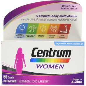 Мультивитаминный комплекс для женщин до 50 лет Centrum Pfizer Multivitamin Tablets for Women 60 таб