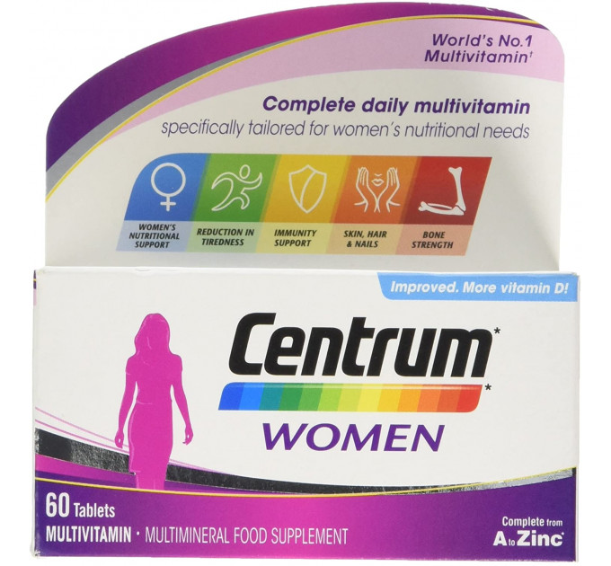 Мультивитаминный комплекс для женщин до 50 лет Centrum Pfizer Multivitamin Tablets for Women (60 таб)