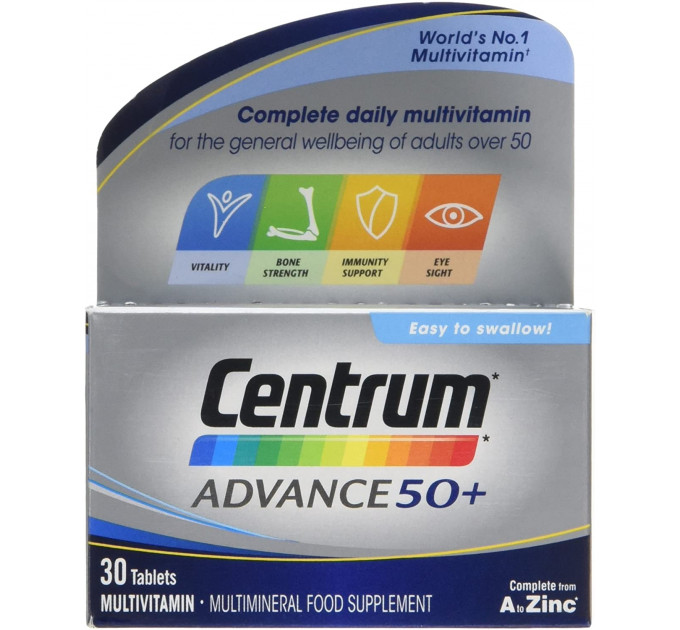 Мультивитаминный комплекс для взрослых после 50 лет Centrum Advance 50 Plus Multivitamin (30 шт)