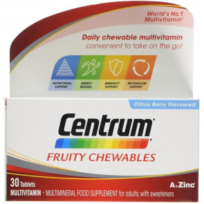 Мультивитаминный жевательный комплекс Centrum Fruity Chewables Multivitamin, 30 tab