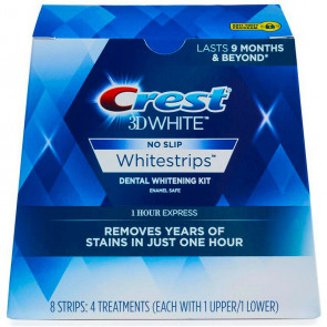 Отбеливающие полоски для зубов Crest 3D White No Slip Whitestrips Dental Whitening Kit 1 Hour Express 8 шт