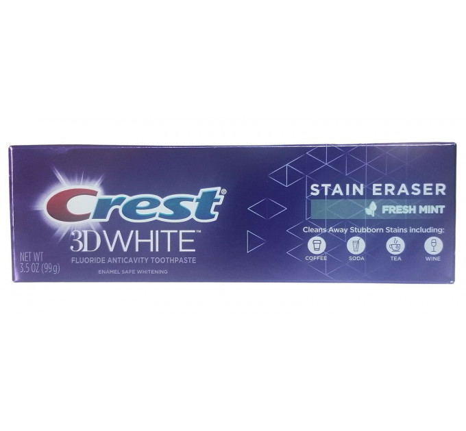 Відбілююча зубна паста Crest 3D White Stain Eraser Fresh Mint Whitening Toothpaste свіжа м'ята 99 г