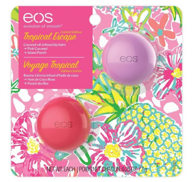 Набор бальзамов для губ EOS Tropical Escape Pink Coconut & Island Punch Lip Balm (2 шт в наборе)