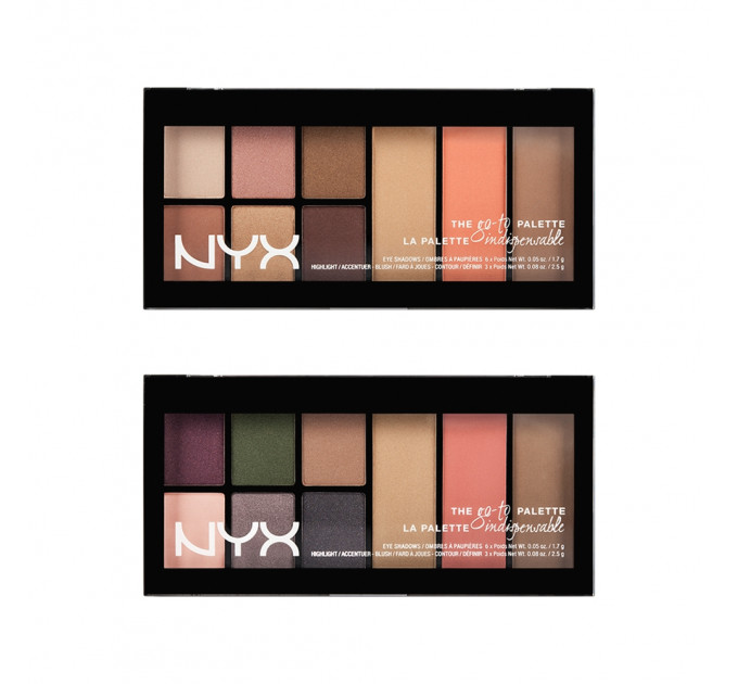 Набор косметики NYX Cosmetics Go To Palette (6 оттенков теней + хайлайтер + румяна + бронзер)