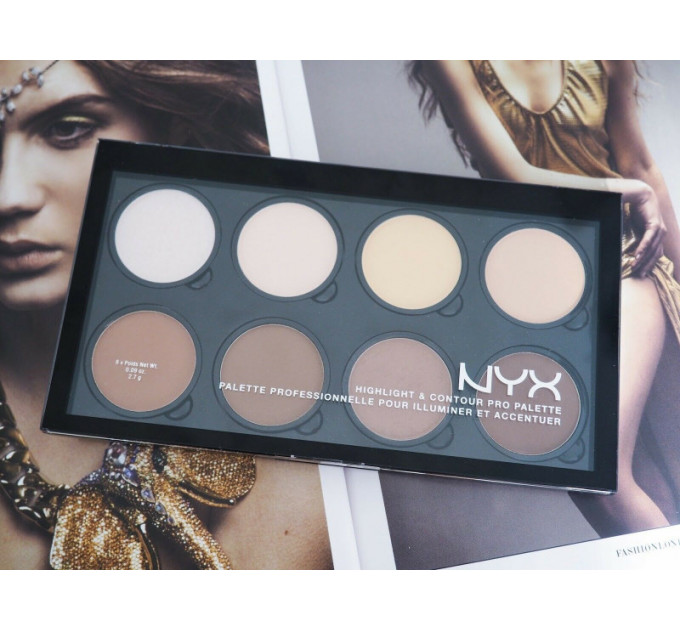 Палітра для контурінга обличчя NYX Cosmetics Highlight & Contour Pro Palette (8 відтінків)