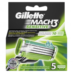 Сменные картриджи для бритья Gillette Mach3 Sensitive (5 шт картриджей)